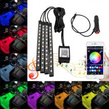 Neon 48 72 LED Wnętrze samochodu Światło otoczenia z USB Bezprzewodowa zdalna kontrola aplikacji muzycznej Automatyczne lampy dekoracyjne RGB Atmosfera