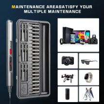 CreationSpace Mini cacciavite elettrico 3 impostazioni di coppia Set di cacciaviti ricaricabili con pratico set di strumenti di riparazione a LED