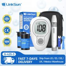 LinkSun Misuratore di glicemia G-425-3 Glucometro Nessun codice per test del diabete 10/50/100 pezzi Strisce Lancette Zucchero nel sangue medico mg/mmol