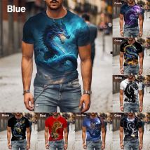 Neue Mode Lässig Lustige Straße männer 3d Drachen T-shirt Hip-hop Stil Cooles T-shirt