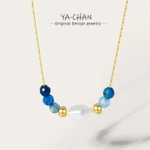 YACHAN Edelstahl Goldene Pullover Halskette Seil Kette Perlen Perlen Anhänger für Frau Trendy Schmuck 4 Farbe