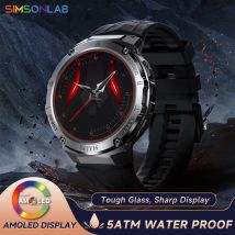 SIMSONLAB 5ATM wasserdichte neue Uhr, 466 x 466 Bildschirmauflösung, 450 mAh, großer Akku, Sprachassistent, BT-Anruf, Gesundheitsüberwachung