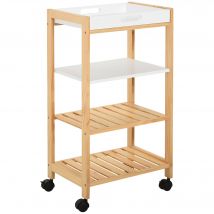 Carrello da cucina HOMCOM a 4 livelli con vassoio rimovibile 40x30x76 cm bianco