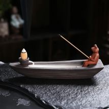 1 Stück handgefertigter lila Ton-Räuchergefäß mit kreativem Frosch-Design für Heimdekoration und Teestube-Ornament (ohne Weihrauch)