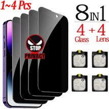 1~4PCS Vetro Temperato anti-spia per iPhone 17 16 15 14 13 Pro Max Proteggi schermo privacy e pellicola protettiva per fotocamera per iPhone 15 12 11 Pro Anti Spy Glass