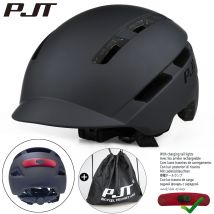 PJT Fahrradhelm In-Mold Mountain Road USB wiederaufladbar Rücklicht/Helme Tasche Fahrradhelm Sport sicherer Hut MTB Fahrradhelm