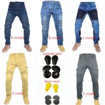 Collezione Jeans da uomo Denim classico UGB06 PK718 PK719 Pantaloni da moto con zip Pantalones Motocicleta Hombre Jeans con piume Ingranaggi