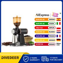 DIVEDEER-molinillo de café eléctrico de acero inoxidable con 8 ajustes de molienda, molinillo de café de rebaba plana, rebaba ajustable