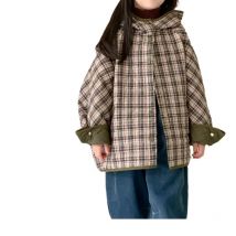 2025 Korean Winter Children Girls Parkas Cotton Padded Thicken Warm Kids Girls Coat Plaid Hooded Young Kids Girls Outwear Jacket