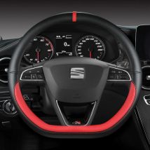 Coprivolante per auto in pelle microfibra antiscivolo 38 cm per Seat Tarraco Arona Ateca Ibiza Toledo Mii Leon Arosa Exeo ST FR