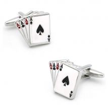 Casino Design Gambling Poker 4 Aces Cufflinks Quality Brass Material Silver Color Cuff Links Wholesale & Retail