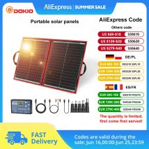 Dokio 18V 100/160/200/300W przenośny składany panel słoneczny z kontrolerem 12V do ładowania