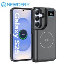 Akku-Ladegerät-Hülle für Samsung Galaxy S25, erweiterter Akku, 8000 mAh, kabelloses Laden, Power-Hülle mit LED-Display
