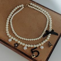 Women  trendy   Choker Pearl Necklace earring  Ladies  Jewelry set Party Accessories