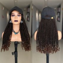 Baseball Cap Dreadlocks Perücken für Frauen dunkelbraun neue Göttin geflochtene Perücken 20 Zoll synthetische tägliche Party tragen schwarze Hut Perücke