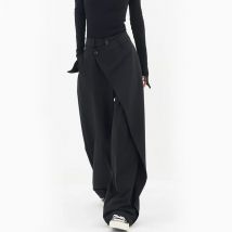 Y2k unregelmäßige hohe Taille weites Bein Hosen Frauen Sommer Mode Patchwork lässig solide lose gerade Hosen Harajuku Streetwear