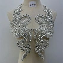 1 Paar Diamant-Strass-Applikationen zum Aufbügeln für Hochzeitskleider, Brautgürtel, Abendgarderobe zur Dekoration