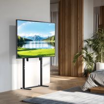 Supporto TV da Pavimento bianco, Supporto TV da Terra in Ferro per Schermo 32-100 pollici Plasma, LCD, LED porta tv mobile per tv altezza Regolabile angolo Max VESA 800x400mm