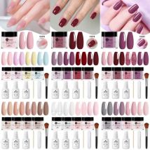10pcs/set Nail Dipping Powder Natural Dry No Lamp Cure DIY Nail Art Decoration Pigment Dust Glitter Long Lasting Nail Supplies