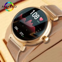Mode Frauen Smart Uhr AMOLED 360 * 360 HD Benutzerdefinierte Zifferblatt Sport Armband 2024 Neue 1,04 Zoll Kleine Bildschirm Sprachanruf smartwatch