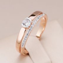 Anelli di zirconi naturali di lusso Kinel per le donne 585 oro rosa argento colore mix impostazione design sottile gioielli da sposa giornalieri per la sposa