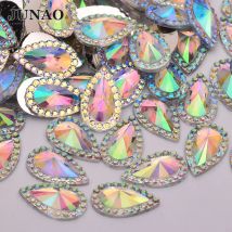 JUNAO 8*13mm 13*18mm 20*30mm Teardrop AB Flatback Strass Kristall Stein Applikationen Nicht Hot Fix Harz Strass Für DIY Handwerk