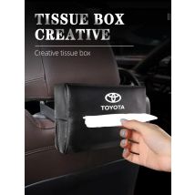 Car Tissue Box Leather Tissue Holder SunVisor Seat Back For Toyota TRD Fortuner Highlander Mark-X Mirai Hillix Picanto Super GR