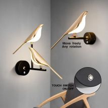 Nordic LED Vogel Wand Lampe Schlafzimmer Nacht Restaurant Touch Schalter Drehbare Elster Wand Lichter Moderne Kunst Wohnkultur AC85-265V