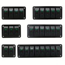 Pannello interruttori a bilanciere a 2 gruppi, 3 gruppi, 4 gruppi, 5 gruppi, 6 gruppi, 8 gruppi, 5 pin, adatto per auto 12V/24V, rimorchi ATV, verde.