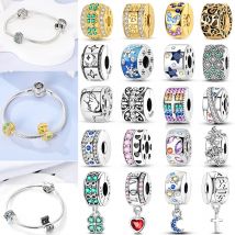 Katze Schmetterling Gänseblümchen CZ Pave Clip Charms Positionierung Schnalle 925 Sterling Silber Silikon Spacer Perlen passen Original Racelet DIY