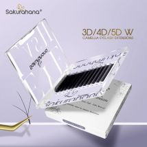 Sakurahana Camellia 3D 4D 5D W-förmige Volumen-Wimpernverlängerungen, natürliche, weiche, vorgefertigte Fächerwimpern, einzelne Wimpern