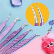 Veyes Inc Wimpernverlängerungspinzette Veyelash Professionelle Pinzette mit Faserspitze für Volumen, Edelstahl, 3D-präziser Verschluss