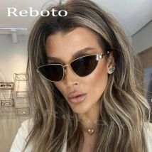 Neue Mode Cat Eye Sonnenbrille für Frauen Vintage Metall Rahmen Dreieck Dekorative Damen Sonnenbrille Sexy Kleine Cateye Brillen