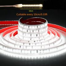 Striscia LED impermeabile ultrasottile 10 cm Taglio 220 V 120 LED / m Illuminazione lineare autoadesiva Nastro LED flessibile Bianco freddo e caldo