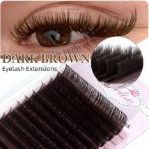 Yelix 0,07 mm dunkelbraune Wimpernverlängerungsmischung, 7–15 mm braune Wimpern, weiche, hochwertige Einzelwimpern, natürliche falsche Wimpern