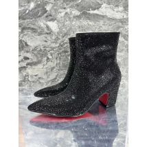 Rhinestone High-heeled Men's Boots Black Winter Boots Retro Style Ankle Boots Zipper Casual Rivet Boots High-top Shoes For Men