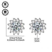 LAMVOICE Schmuck für Damen/Ohrstecker mit 1 Karat Moissanit, hypoallergene Ohrringe, Weihnachtsgeschenk für Schneeflocken-Ohrringe