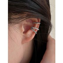 Elegant C - Shaped Ear Cuffs 3 PCS Gold/Silver Color Rhinestone Single Side Earrings Women‘s Office & Coffee Dates Jewelry