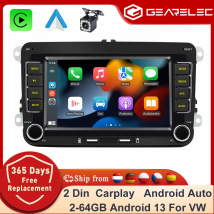 Wireless Carplay Android13 2G + 64G autoradio per VW Skoda Octavia Golf 5 6 Touran Passat B6 Polo Jetta 2 Din Multimedia Player