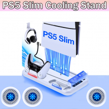 DinoFire For PS5 Slim Disc/Digital Fast gamepad Charging Cooling Stand Vertical Cooling Station For PlayStation 5