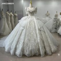 Vestido de baile de cuentas de boda de princesa de encaje retro vestido de novia oficial blanco con borlas de manga corta xs089