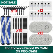 Compatibile con sacchetti per polvere, spazzola principale, panno per la pulizia e sostituzione del panno per il mocio per l'aspirapolvere robot Ecovacs X5 OMNI / X5 PRO OMNI Accessori