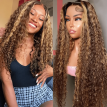 Highlight Deep Wave Wigs 100%Human Hair Wig 13x6/13X4 HD Lace Frontal Wig Honey Blonde 13x4 Lace Front Human Hair Wigs For Women