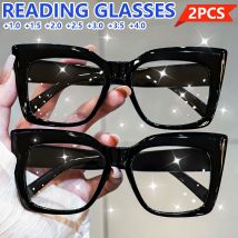 2 Stück modische Cat-Eye-Lesebrille für Damen und Herren, großer Rahmen, Presbyopie-Brille für Zuhause, Reisen, Party