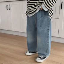 Frühling Herbst Kinder Jungen Jeans Tasche Poliert 1-5 Jahre Kinder Denim Hosen Elastische Taille Kleinkind Baby Jungen Hosen