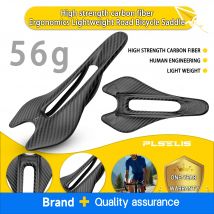Plselis-sillín de bicicleta de carretera, ligero, de fibra de carbono, de alta resistencia, 56g, hueco, transpirable, cojín de asiento ergonómico