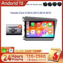 Car Radio For Honda Civic 9 FB FK FD 2011-2015 Grey Navigation Multimedia Wireless Android16 CarPlay Head Unit Screen Stereo
