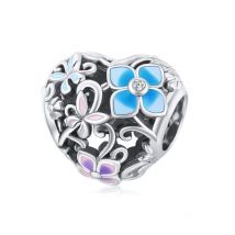 WOSTU Hot Sale 925 Sterling Silver Heart Shaped Dangle Charm Beads Fit Original Bracelets Fine Jewelry Gift