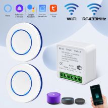 16A Tuya Smart WiFi Schalter RF 433 MHz Drahtlose Runde Taste Licht Schalter Relais Controller Sprachsteuerung mit Alexa Google hause