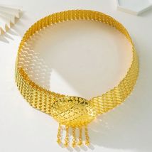 Gold-Plated Kurdish Turkish Bridal Waist Chain Soft Metal Belt Middle Eastern Luxury Wedding Jewelry for Brides